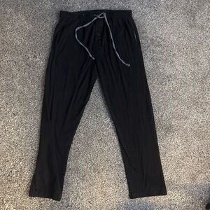 George Men’s Solid Knit Pajama Pants Drawstring Black Pockets (L) Large 36-38